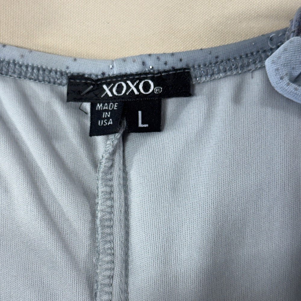 XOXO Y2K Grey Ombre Glitter Ruched Mesh Cocktail Dress Large RUNS SMALL HAS FLAW - Picture 5 of 16